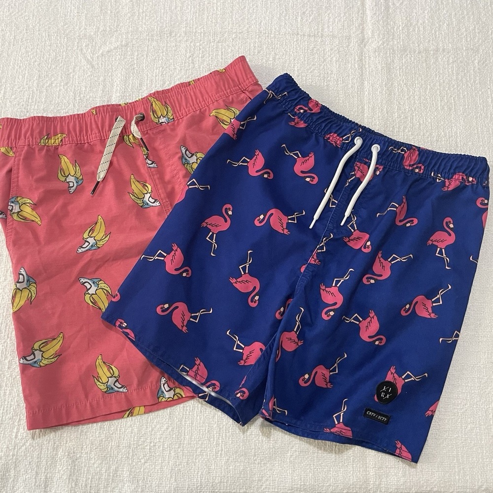 Boys Large Lot Of‎ 2 Swimming Shorts Trunks Tropical Vacation Pool Swimming